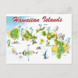 Karta över Hawaiiöarna Vykort