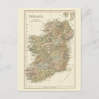 Karta över Irland 1862 Bröllop Save The Date Meddelande Vykort