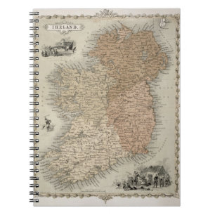 Karta över Irland, publicerad ca 1850 (handkolorer Anteckningsbok Med Spiral