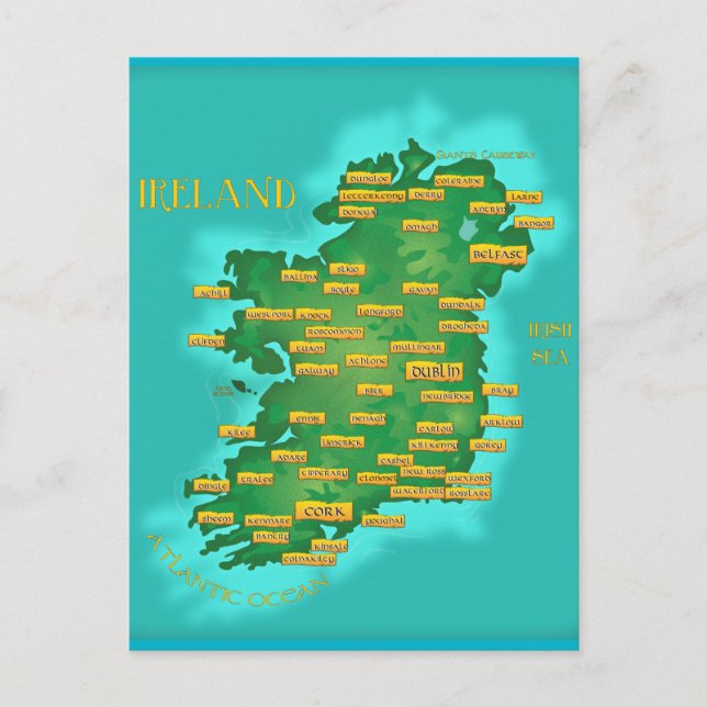 Karta över Irland Vykort (Framsida)