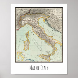 Karta över Italien Italien Poster