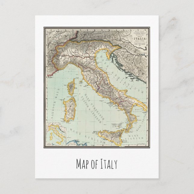 Karta över Italien Italien   Vykort (Framsida)