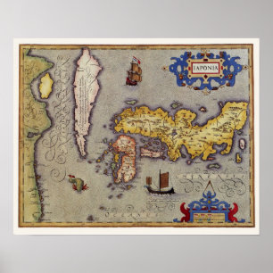 Karta över Japan av Mercator och Hondius, 1606 Poster