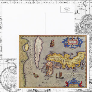Karta över Japan av Mercator och Hondius, 1606 Vykort