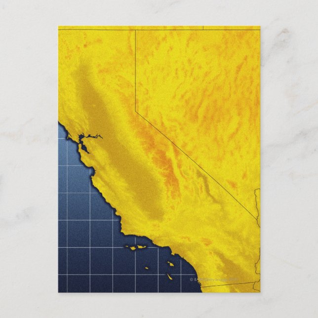 Karta över Kalifornien och Nevada Vykort (Framsida)