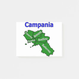 Karta över Kampanien med provinser Post-it Block
