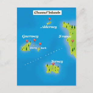 Karta över Kanalöarna affisch. Vykort