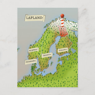 Karta över Lappland Vykort