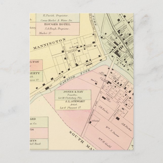 Karta över Mannington, West Virginia Vykort (Framsida)