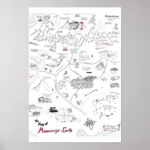 Karta över manuskriptets jord poster