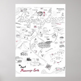 Karta över manuskriptets jord poster