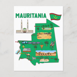 Karta över Mauretanien Vykort