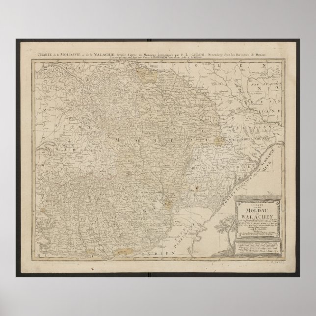 Karta över Moldavien och Valakiet från 1785 Poster (Framsidan)