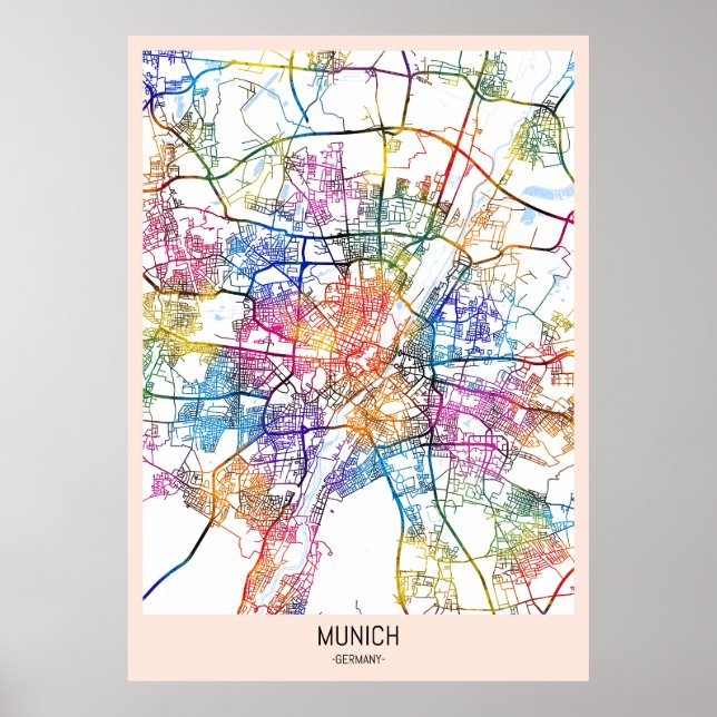 Karta över München Tyskland Poster (Framsidan)