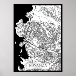 Karta över Mwanza Tanzania City Poster