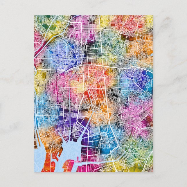 Karta över Nagoya Japan Vykort (Framsida)