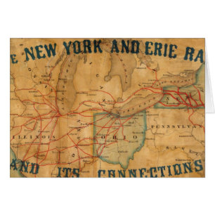 Karta över New York och Erie Rail Road Hälsningskort