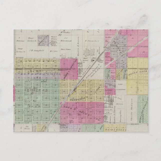 Karta över Osage City, Kansas Vykort (Framsida)