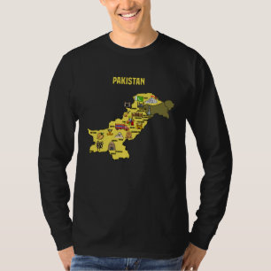karta över Pakistan Pakistanska symboler kultur oc T Shirt