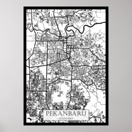 Karta över Pekanbaru Indonesien Poster