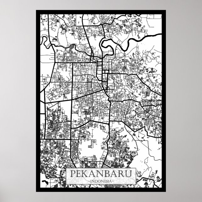 Karta över Pekanbaru Indonesien Poster (Framsidan)