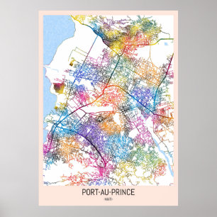 Karta över Port-au-Prince Haiti Stad Poster