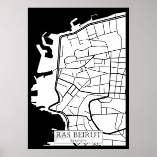 Karta över Ras Beirut Libanon Poster