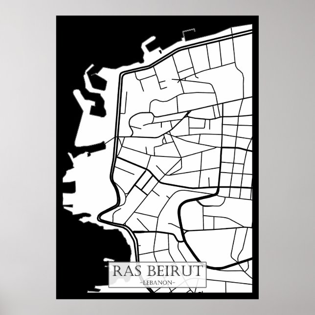 Karta över Ras Beirut Libanon Poster (Framsidan)
