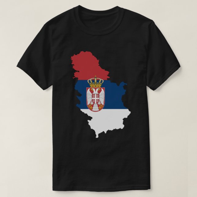 Karta över Serbien med flagga T Shirt (Design framsida)