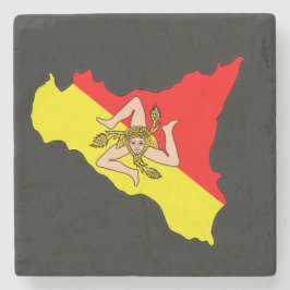Karta över Sicilien med Trinacria-symbol Stenunderlägg