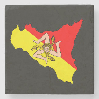 Karta över Sicilien med Trinacria-symbol Stenunderlägg