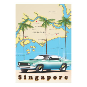 karta över Singapore Fototryck