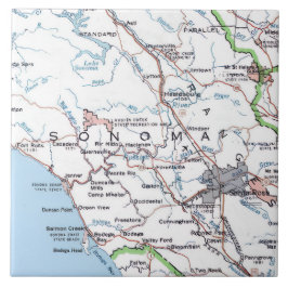 Karta över Sonoma County CA -Blå Kakelplatta