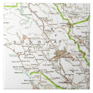 Karta över Sonoma County CA Kakelplatta