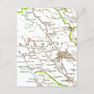 Karta över Sonoma County CA vykort