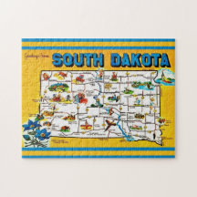 Karta över South Dakota 11x14 Pussel