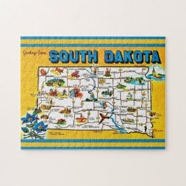 Karta över South Dakota 11x14 Pussel