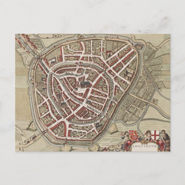 Karta över staden Amersfoort, från 1650 Vykort (Framsida)