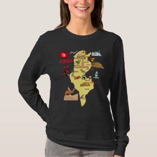 Karta Över Tunisien Landmärken Storstadsområden Fl T Shirt