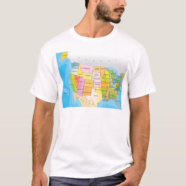 Karta över USA:s delstater Tee Shirt (Framsida)