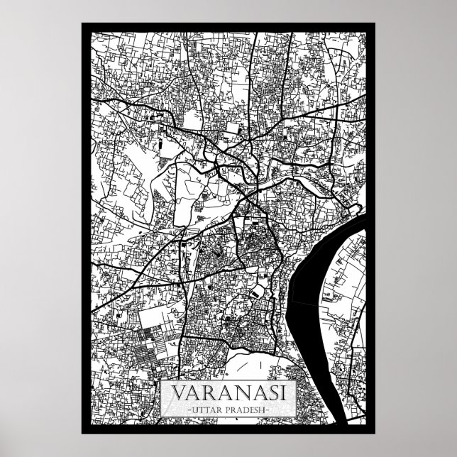 Karta över Varanasi Uttar Pradesh-stad Poster (Framsidan)