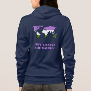 Karta över världen med genderqueer-färger t shirt
