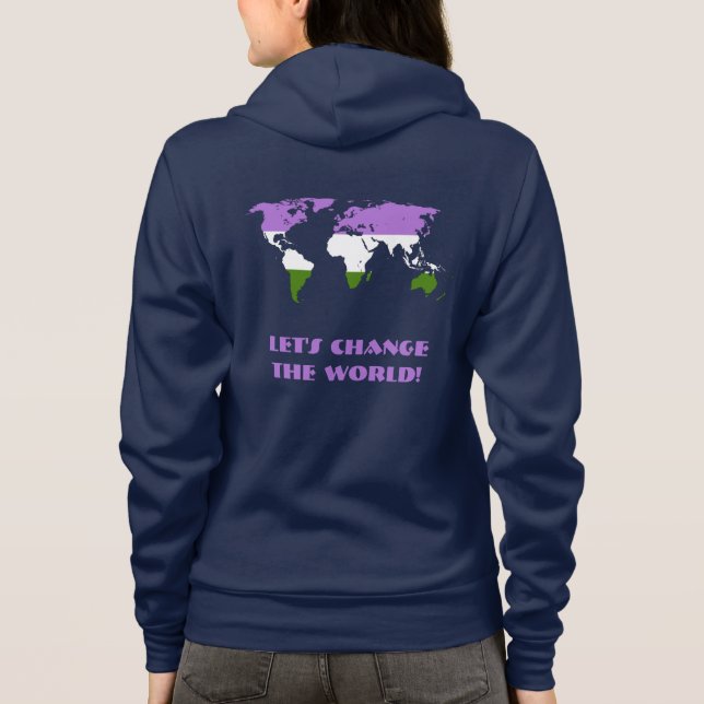 Karta över världen med genderqueer-färger t shirt (Baksida)