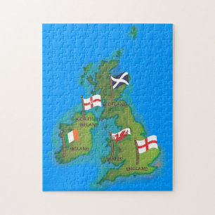 Karta på British Isles tecknad karta Pussel