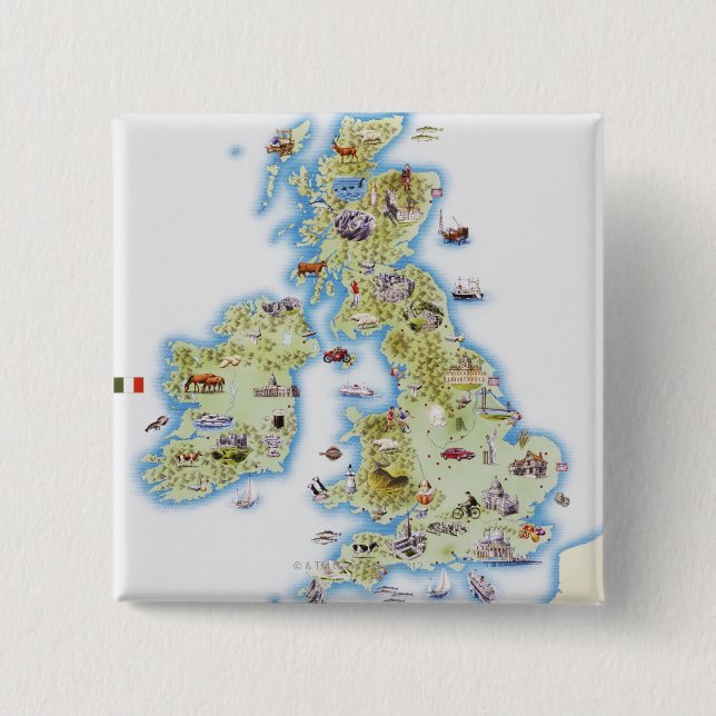 Karta på Brittiska öarna Knapp (Framsida)