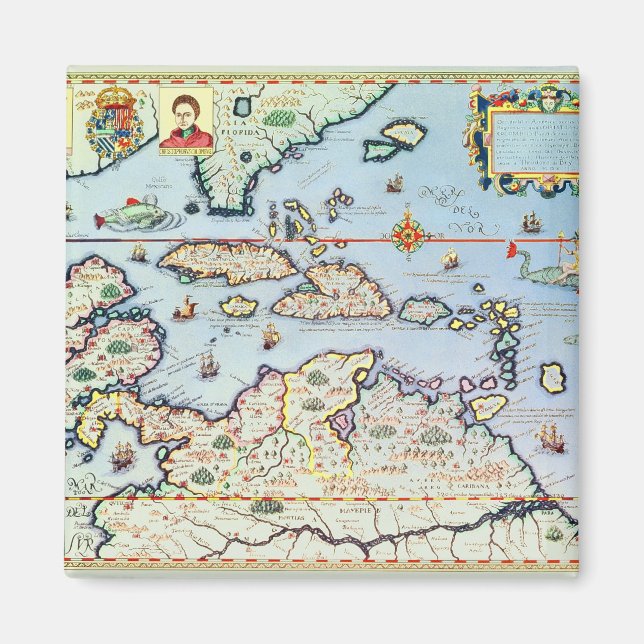 Karta på de karibiska öarna magnet (Framsidan)