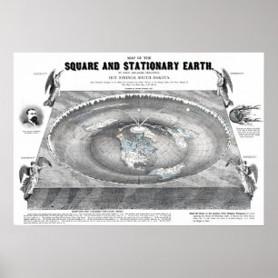 Karta på den platta och fyrkantiga jorden poster