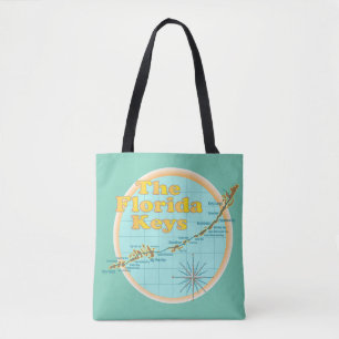 Karta på Florida Nycklar på Teal Tygkasse