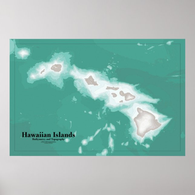 Karta på Hawaiianska öarna Poster (Framsidan)