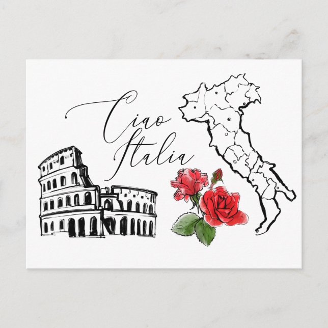 *~* Karta på Italien Ciao Italia Italia Italia Lan Vykort (Framsida)